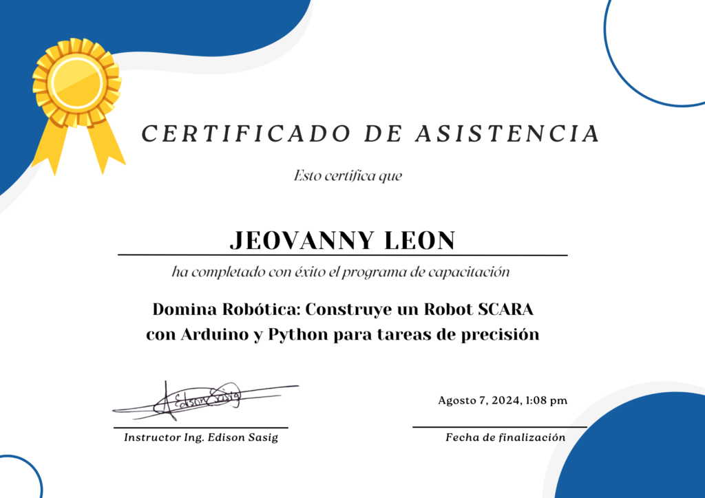 Certificado: robot scara con arduino