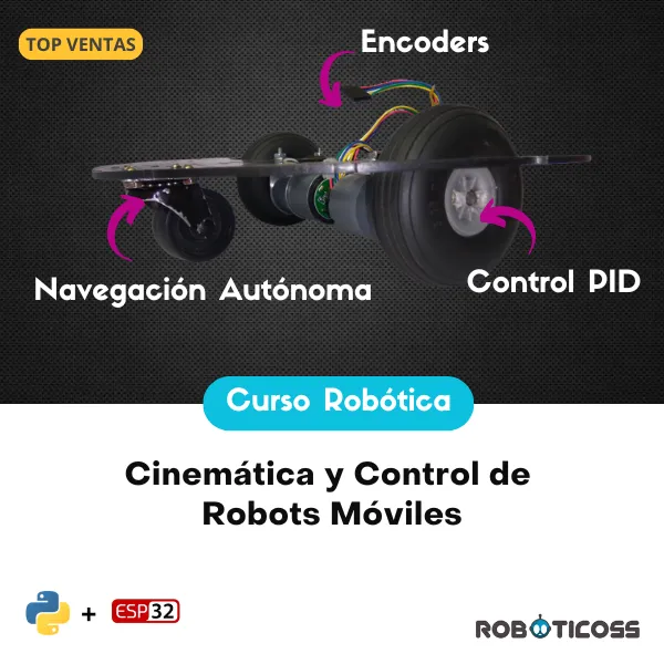 Curso de robótica moderna con Python: aprendizaje de cinemática, control de motores, encoders y diseño de controladores avanzados para proyectos de ingeniería robótica.