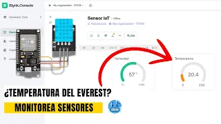 Blynk IoT ESP32 mostrando monitoreo de sensores DHT11 de temperatura y humedad