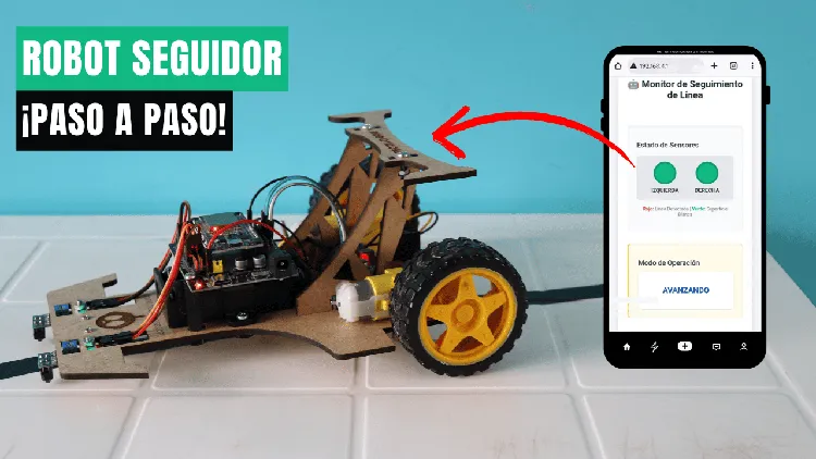 Robot seguidor de línea con ESP32 educativo con interfaz web y sensores calibrables.