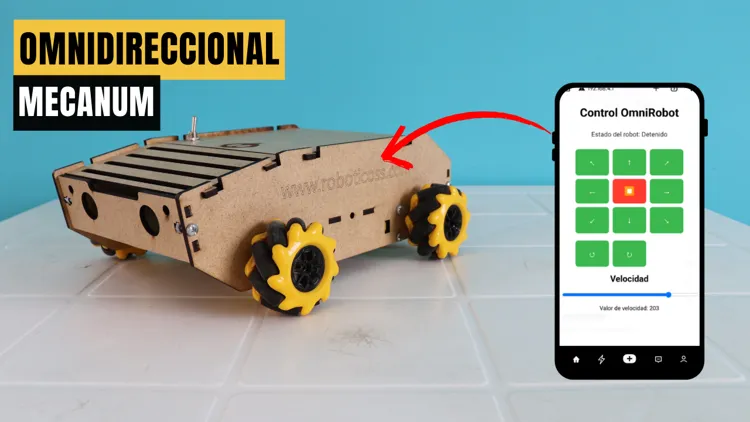 Robot omnidireccional con ESP32 tipo tanque con control web y ruedas Mecanum
