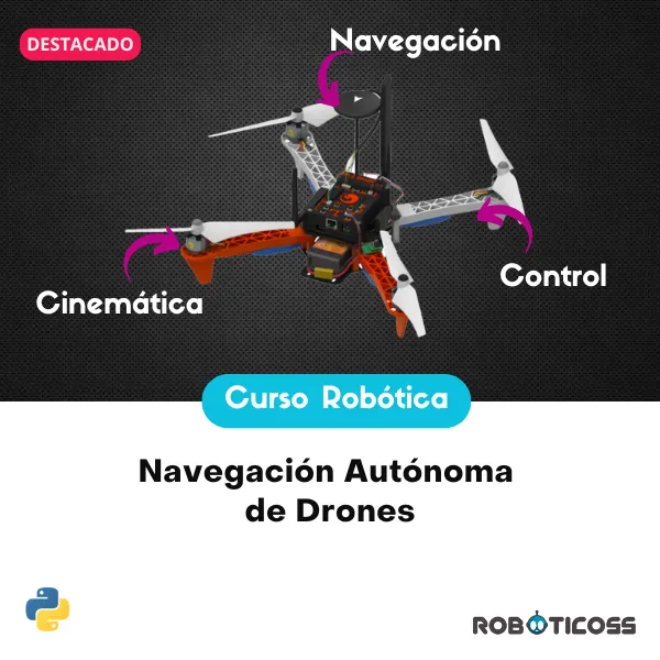 Dron volando de forma autónoma con rutas programadas en Python, mostrando control y cinemática en acción.