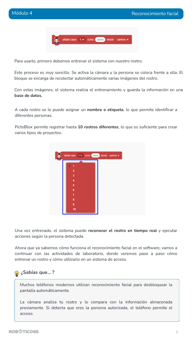 Reconocimiento facial en Pictoblox para casas inteligentes para niños